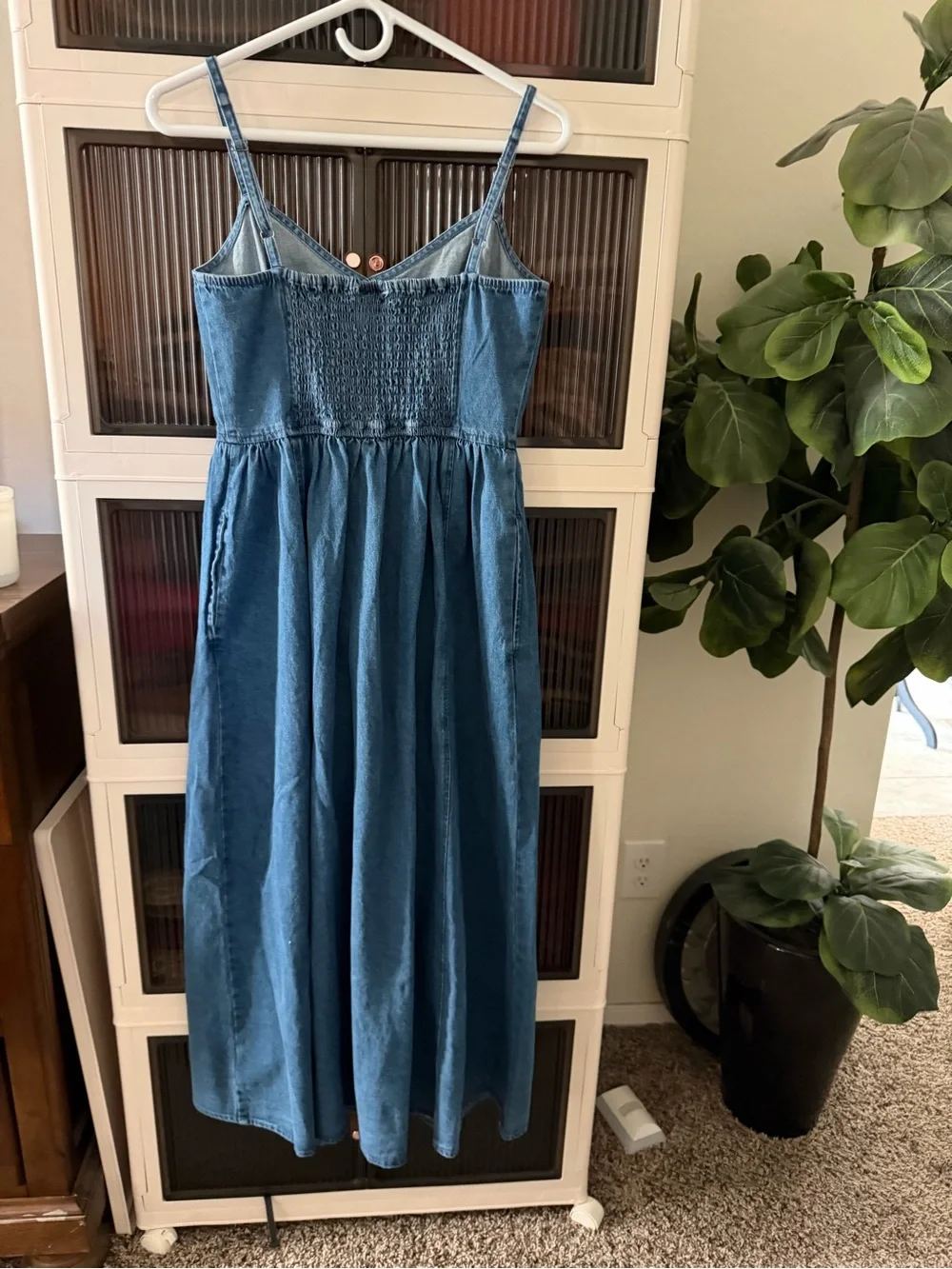 GAP Blue Denim Sweetheart Maxi Dress